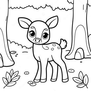 Cute Baby Deer In The Forest Coloring Page 29738-26797