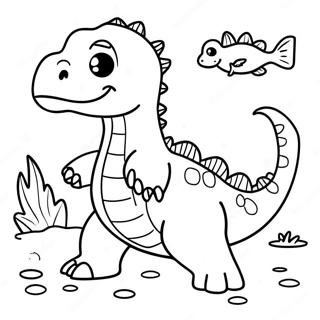 Friendly Water Dinosaur Swimming Coloring Page 29778-26832