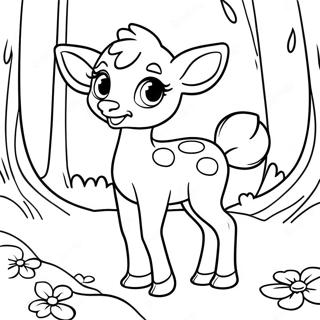 Cute Bambi In The Forest Coloring Page 2989-2421