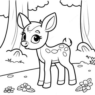 Cute Bambi In The Forest Coloring Page 2989-2422