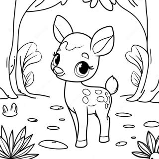 Cute Bambi In The Forest Coloring Page 2989-2423