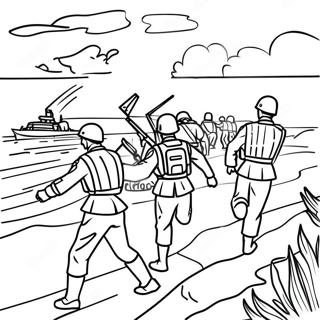 D Day Soldiers Landing Coloring Page 29929-26941