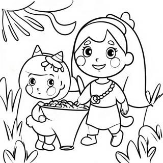 Like Nastya Playing With Friends Coloring Page 30029-27024