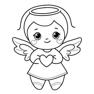 Cute Little Angel With Heart Coloring Page 30049-27038