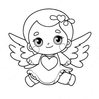 Cute Little Angel With Heart Coloring Page 30049-27039