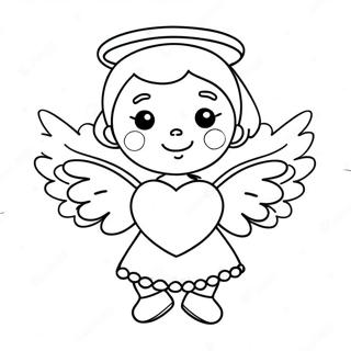 Cute Little Angel With Heart Coloring Page 30049-27040