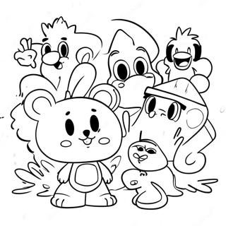 Retro 80s Cartoon Characters Coloring Page 3009-2438