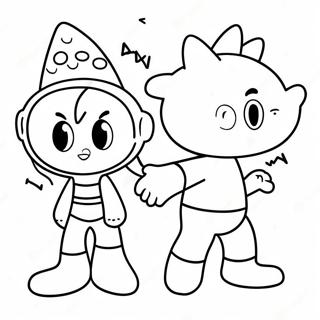 Retro 80s Cartoon Characters Coloring Page 3009-2440