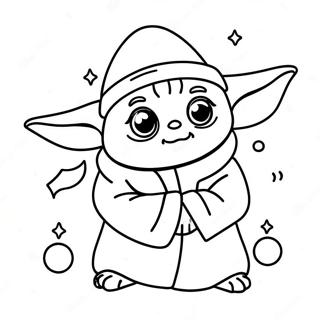 Cute Baby Yoda With Santa Hat Coloring Page 30139-27109