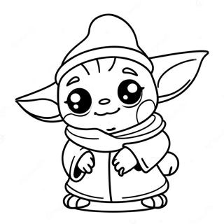 Cute Baby Yoda With Santa Hat Coloring Page 30139-27110