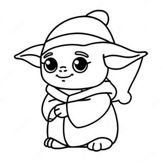 Cute Baby Yoda With Santa Hat Coloring Page 30139-27111