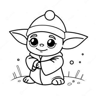 Cute Baby Yoda With Santa Hat Coloring Page 30139-27112