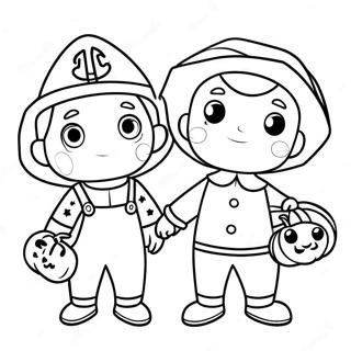 Cocomelon Characters In Halloween Costumes Coloring Page 30189-27149