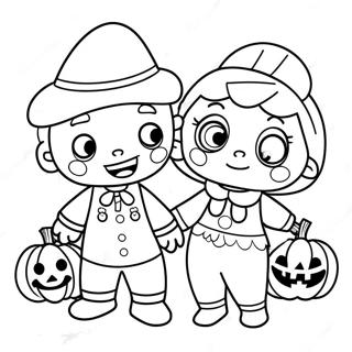 Cocomelon Characters In Halloween Costumes Coloring Page 30189-27150