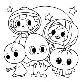 Cocomelon Characters In Halloween Costumes Coloring Page 30189-27151