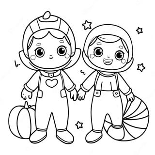 Cocomelon Characters In Halloween Costumes Coloring Page 30189-27152