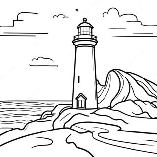 Coastal Lighthouse At Sunset Coloring Page 3019-2446