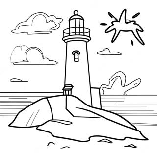 Coastal Lighthouse At Sunset Coloring Page 3019-2447