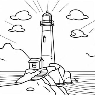 Coastal Lighthouse At Sunset Coloring Page 3019-2470