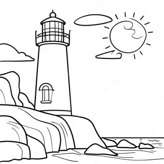 Coastal Lighthouse At Sunset Coloring Page 3019-2472