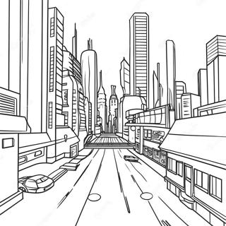 Cyberpunk Cityscape Coloring Page 30218-27170