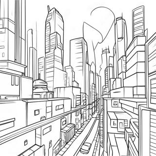 Cyberpunk Cityscape Coloring Page 30218-27171