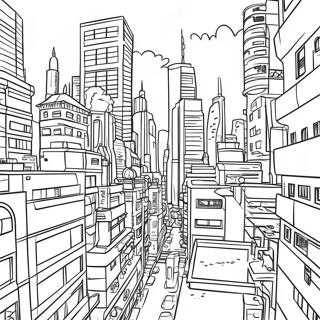 Cyberpunk Cityscape Coloring Page 30218-27172