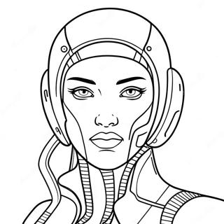 Futuristic Cyberpunk Character Coloring Page 30219-27175