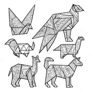 Colorful Origami Animals Coloring Page 30259-27205