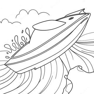 Speed Boat Racing On Waves Coloring Page 30328-27255