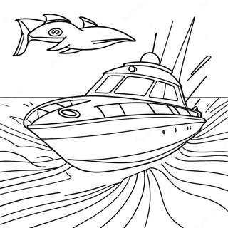 Fast Speed Boat With Sailors Coloring Page 30329-27260