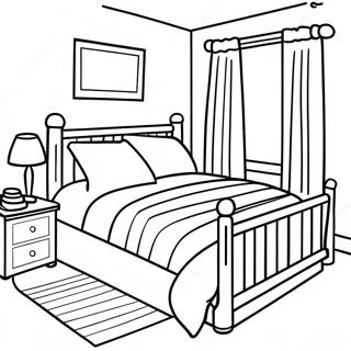 Cozy Bed With Colorful Pillows Coloring Page 30419-27329