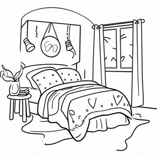 Cozy Bed With Colorful Pillows Coloring Page 30419-27330