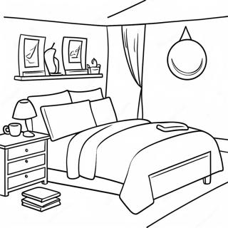 Cozy Bed With Colorful Pillows Coloring Page 30419-27331