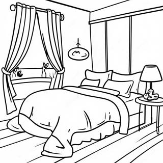 Cozy Bed With Colorful Pillows Coloring Page 30419-27332