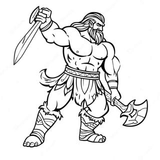 Barbarian King In Battle Coloring Page 30449-27354