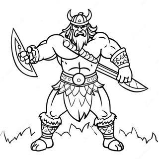 Barbarian King In Battle Coloring Page 30449-27355