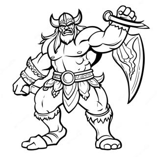 Barbarian King In Battle Coloring Page 30449-27356