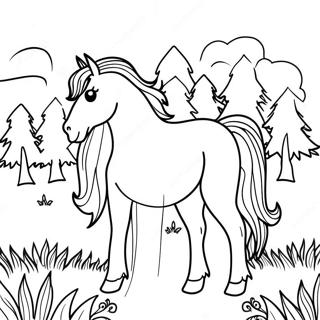 Majestic Horse In A Meadow Coloring Page 30479-27377