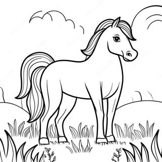 Majestic Horse In A Meadow Coloring Page 30479-27379