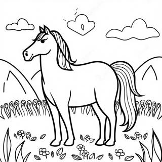 Majestic Horse In A Meadow Coloring Page 30479-27380