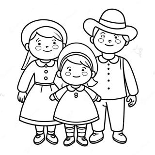 Cute Pilgrim Family Coloring Page 30529-27417