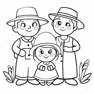 Cute Pilgrim Family Coloring Page 30529-27418