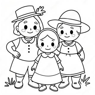 Cute Pilgrim Family Coloring Page 30529-27419