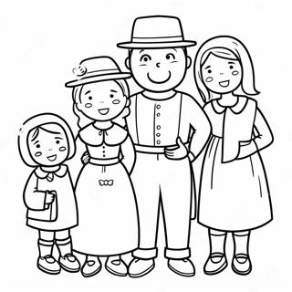 Cute Pilgrim Family Coloring Page 30529-27420