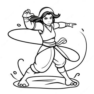 Korra In Her Waterbending Pose Coloring Page 30569-27451