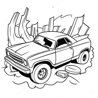 Demolition Derby Car Outline Coloring Pages