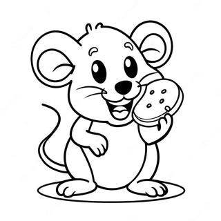 Cheerful Mouse With A Cookie Coloring Page 3069-2509