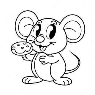 Cheerful Mouse With A Cookie Coloring Page 3069-2510