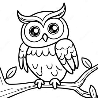 Colorful Owl Sitting On A Branch Coloring Page 30719-27569